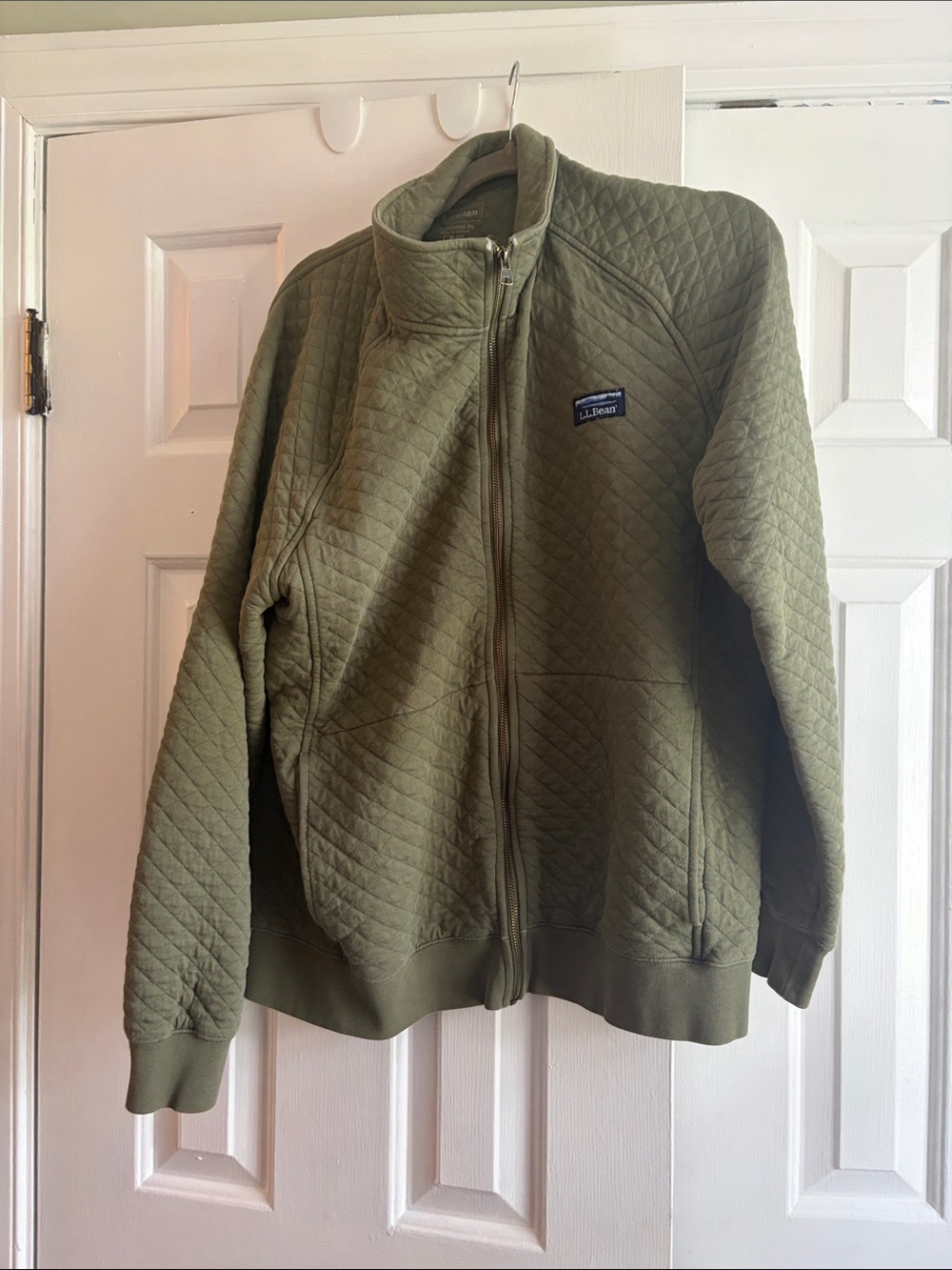 L.L. Bean Quilted Full-Zip Teddy Jacket in Olive